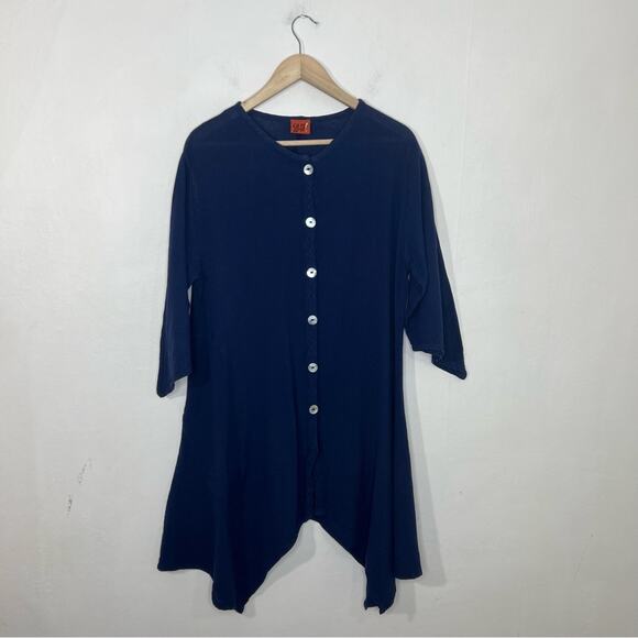 Oh My Gauze! Pico Cotton Royal Blue Button Down Jacket Top Size Small Medium - Picture 14 of 14